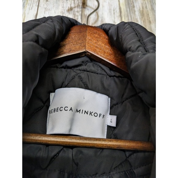 NWOT Rebecca Minkoff Double Breasted Quilted Long Black Duster Coat Large - Picture 7 of 12